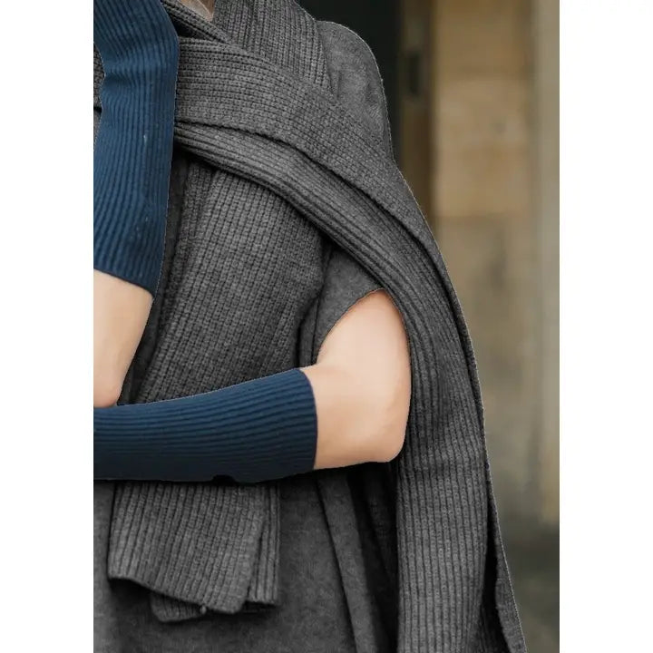 Rib Knit Viscose Blend Scarf -  Rich Grey