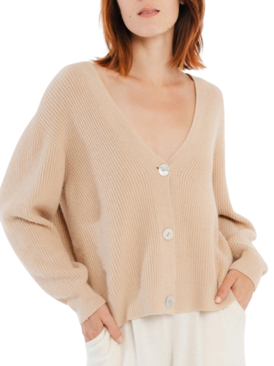 Viscose Button Cardi - Beige