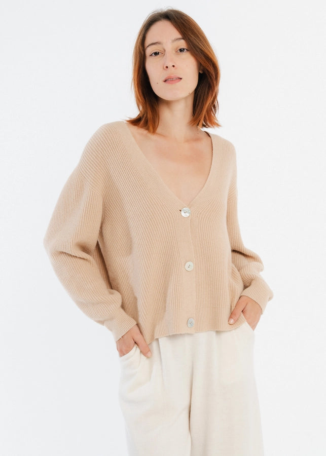 Viscose Button Cardi - Beige
