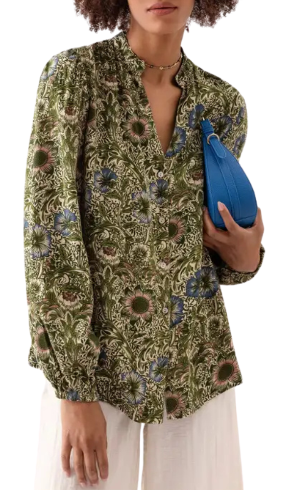 Viscose Floral Blouse - Olive