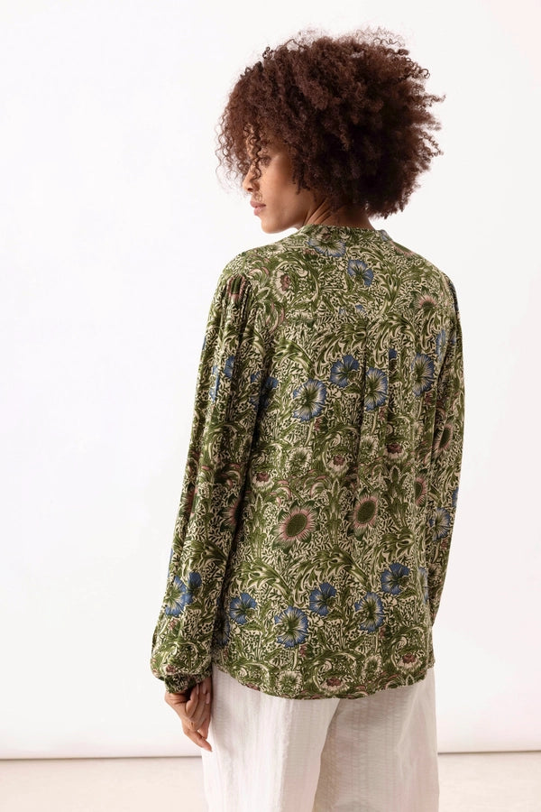 Viscose Floral Blouse - Olive