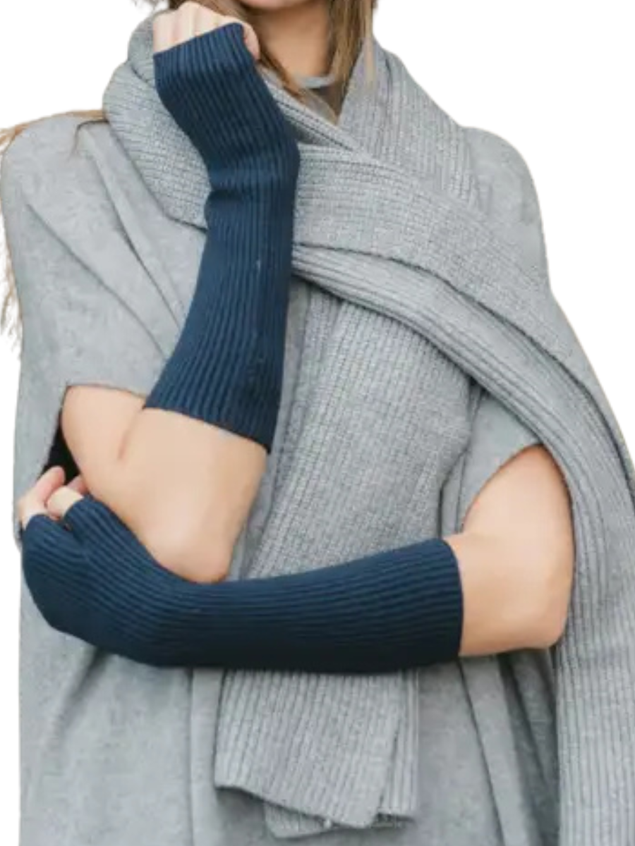 Rib Knit Viscose Blend Scarf - Soft Grey