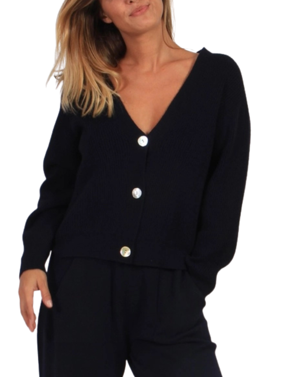 Viscose Button Cardi - Black