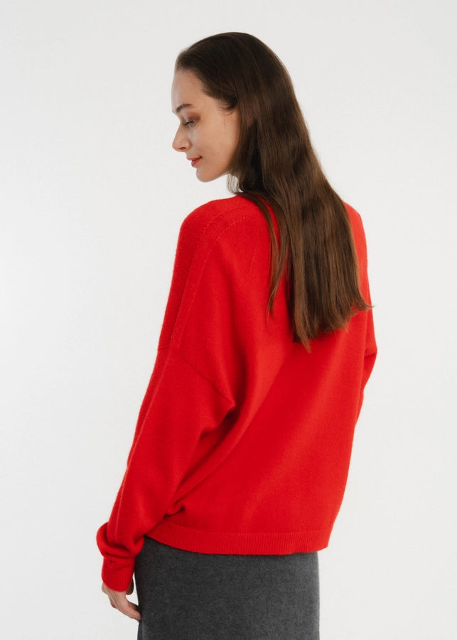 Viscose Button Cardi - Red