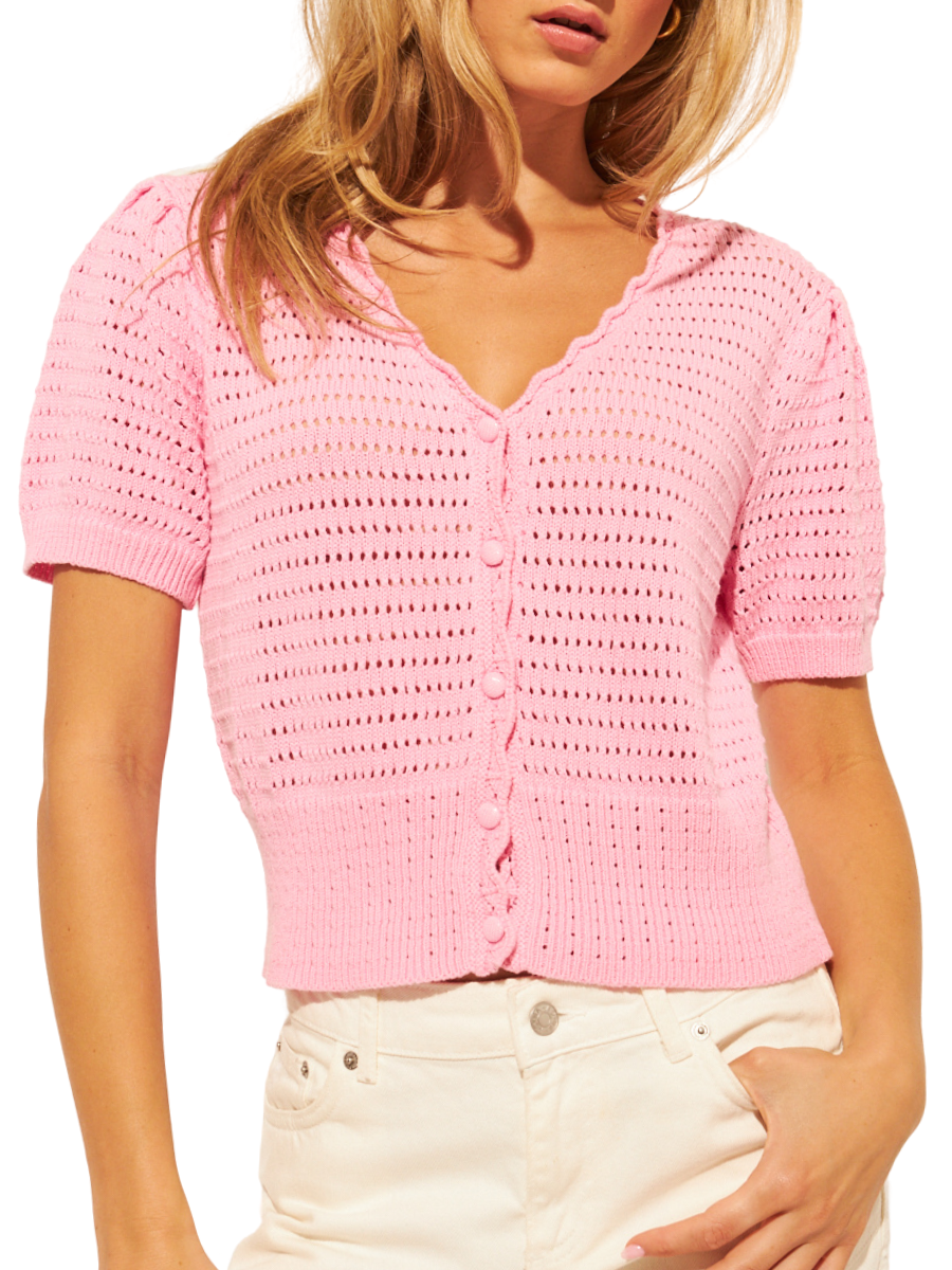 Wesley Pointelle Knit - Bubble Gum Pink