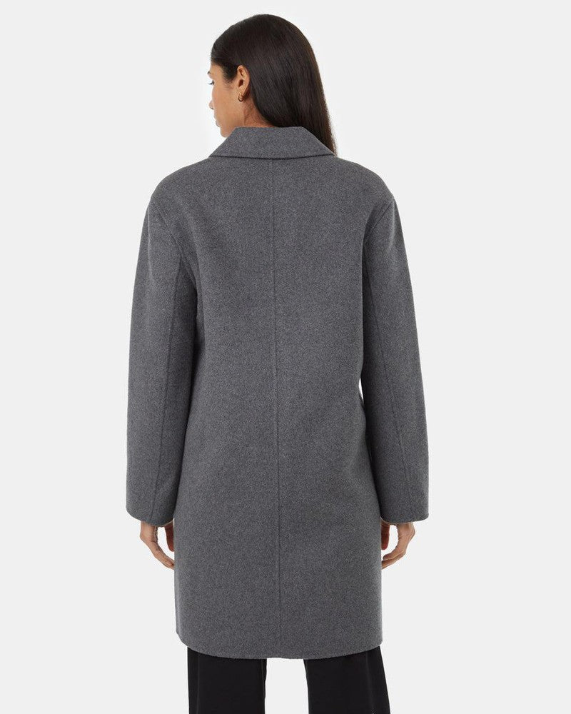 Wool Longline Coat by Ten Tree in Slate Grey