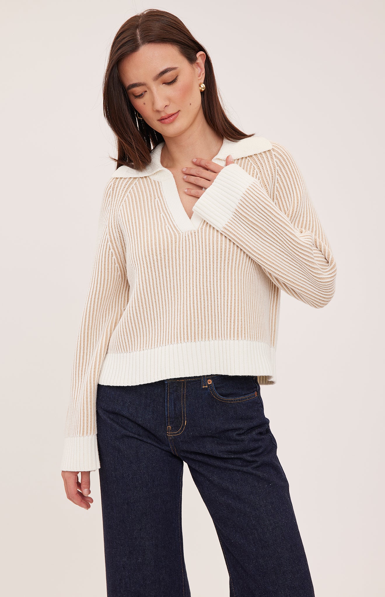 Xander V-Neck Sweater - Cream