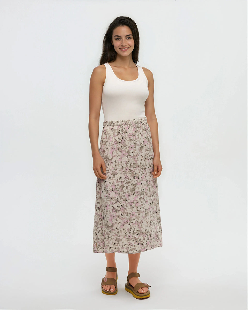 Yaletown Skirt - Pink/Sand Floral