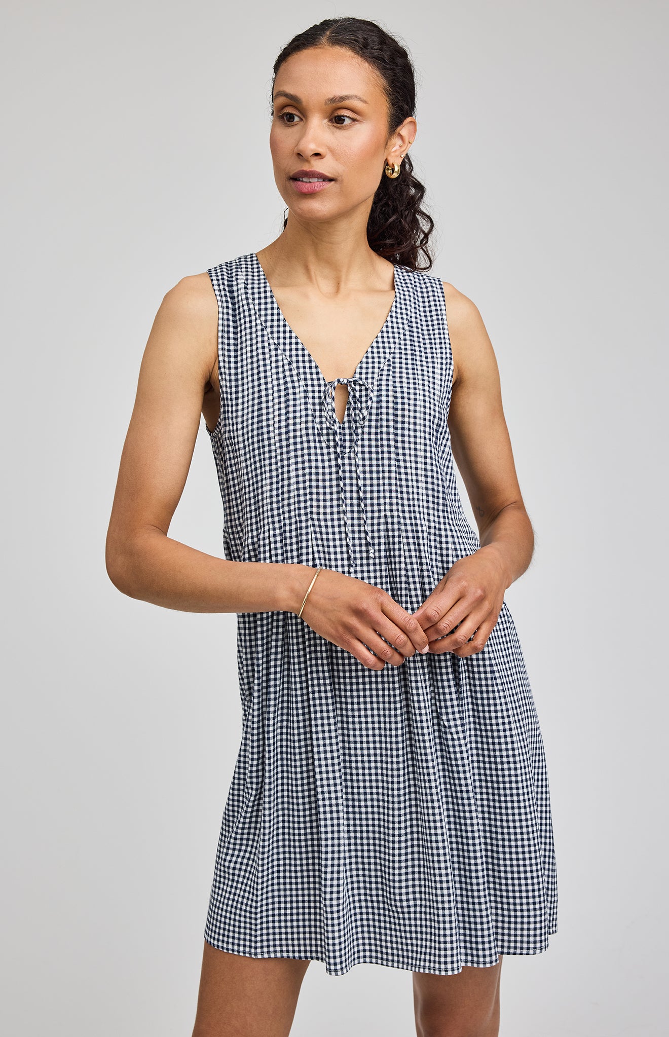 Zoey Mini Dress - Navy Gingham
