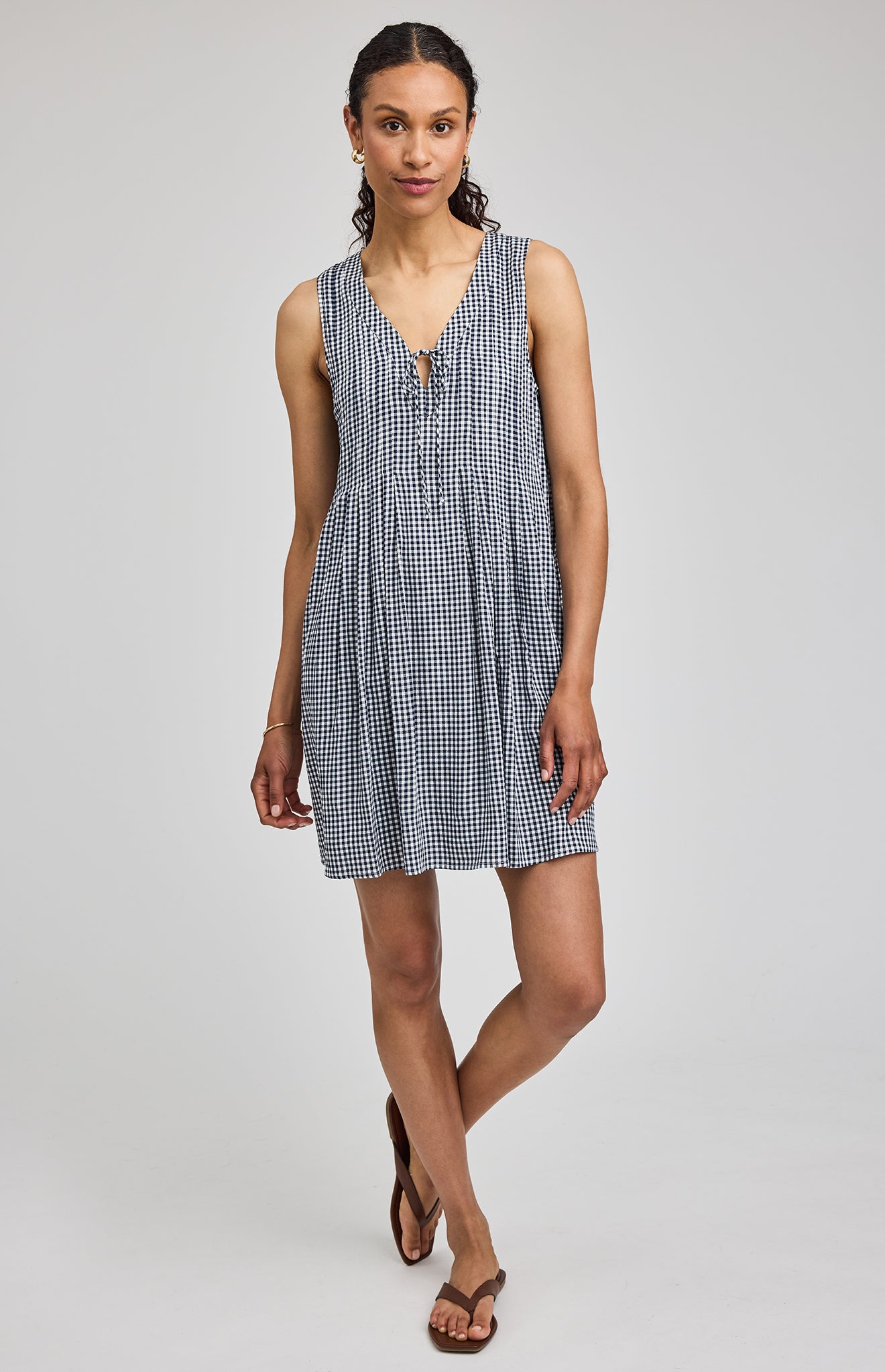 Zoey Mini Dress - Navy Gingham