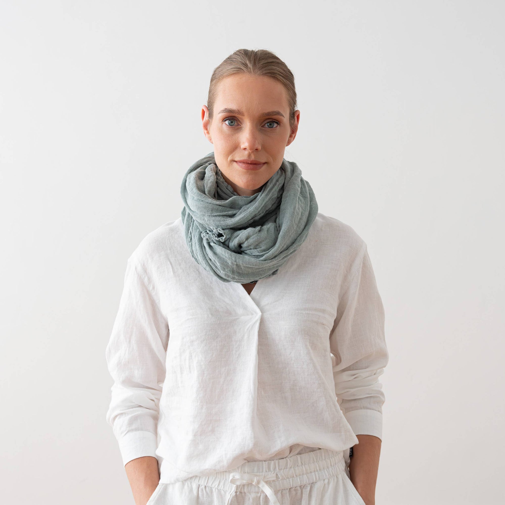 Garza Linen Scarf - Stormy Blue