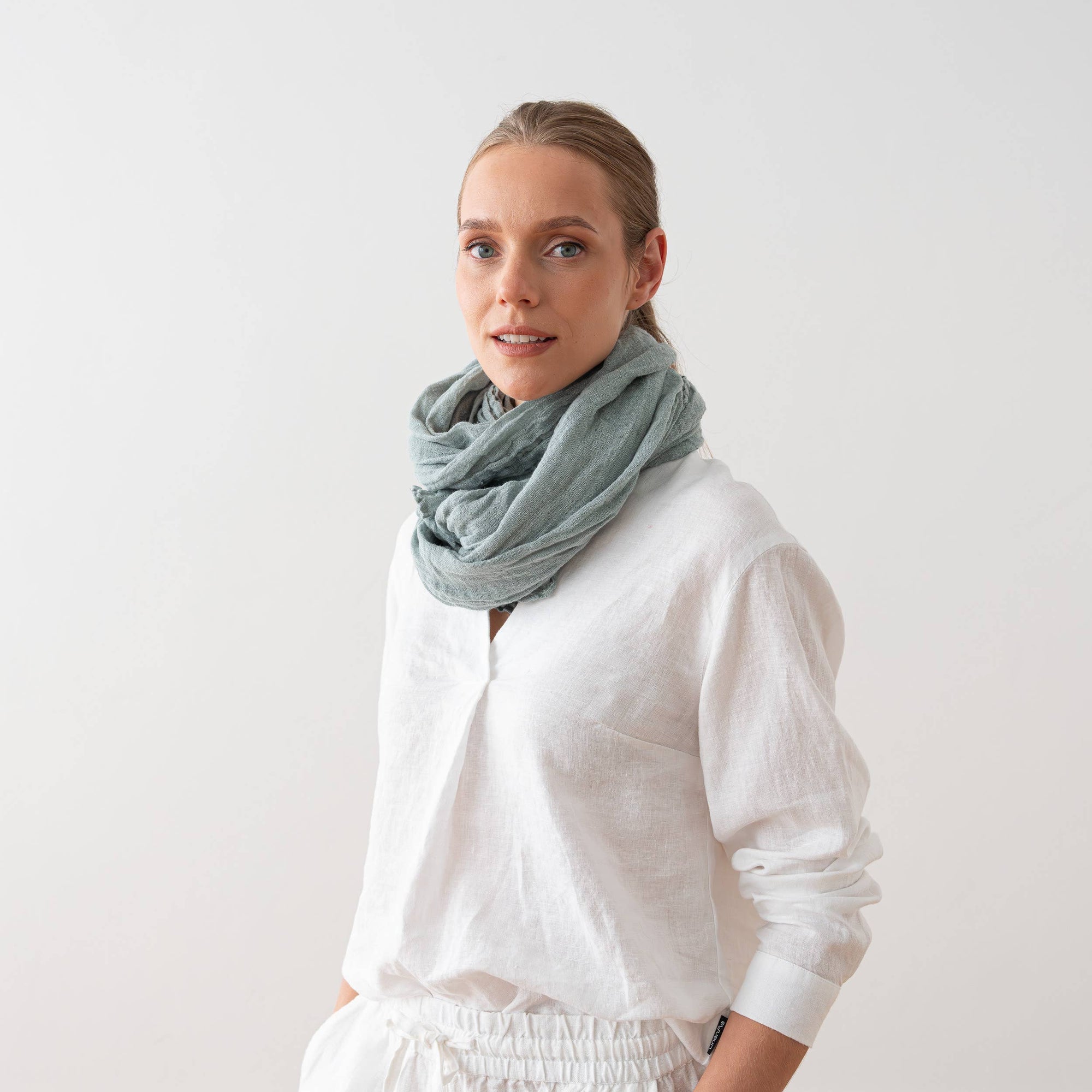 Garza Linen Scarf - Stormy Blue