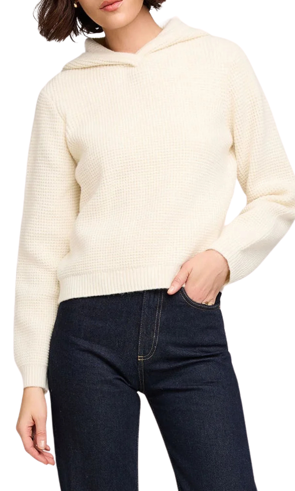 Jessica Hooded Waffle Knit - Cream