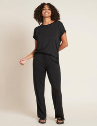 Downtime Wide Leg Lounge Pant in Black