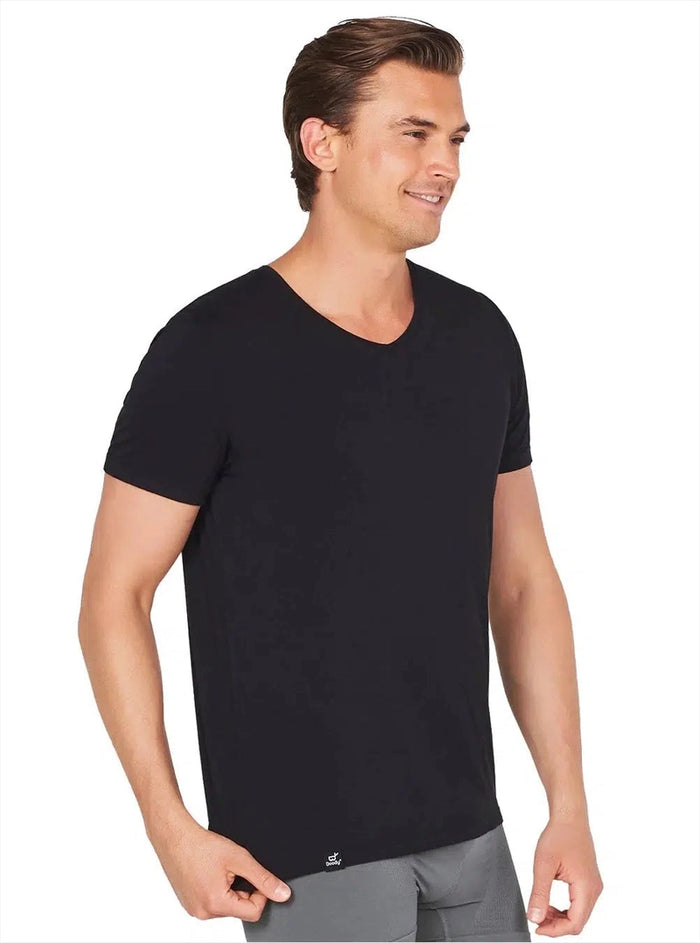 Men's V-Neck T-Shirt by Boody in Black