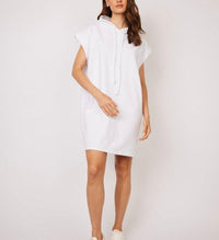 Hooded Terry Dress by Pistache in White